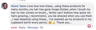 Facebook comment review about this moerie product