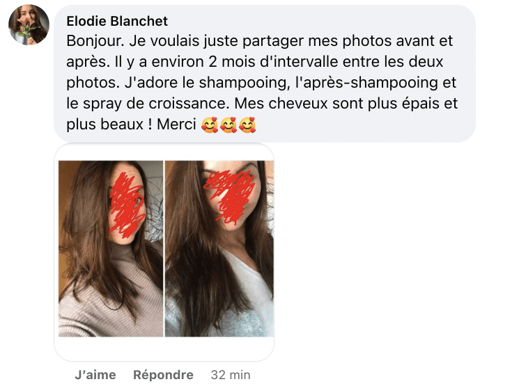 Facebook comment review about this moerie product