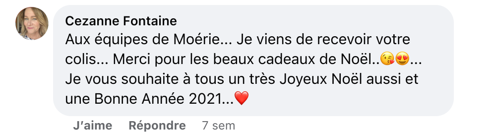 Facebook comment review about this moerie product