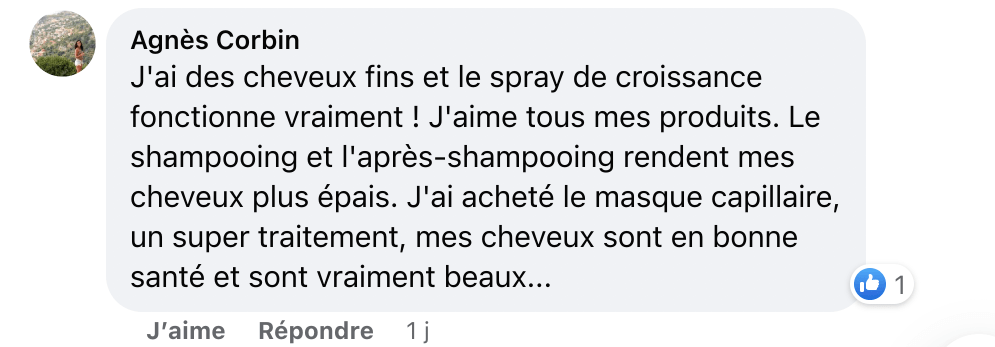 Facebook comment review about this moerie product