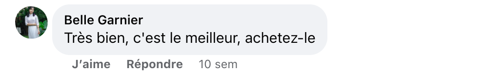 Facebook comment review about this moerie product