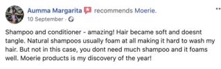 Facebook comment review about this moerie product