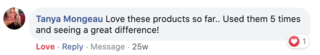 Facebook comment review about this moerie product