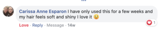 Facebook comment review about this moerie product