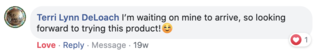 Facebook comment review about this moerie product