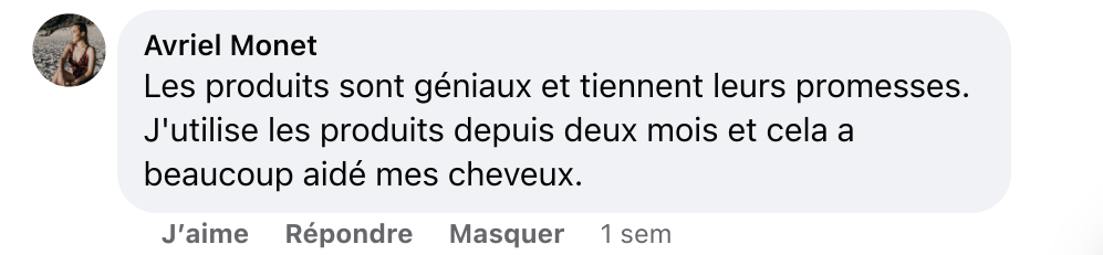 Facebook comment review about this moerie product